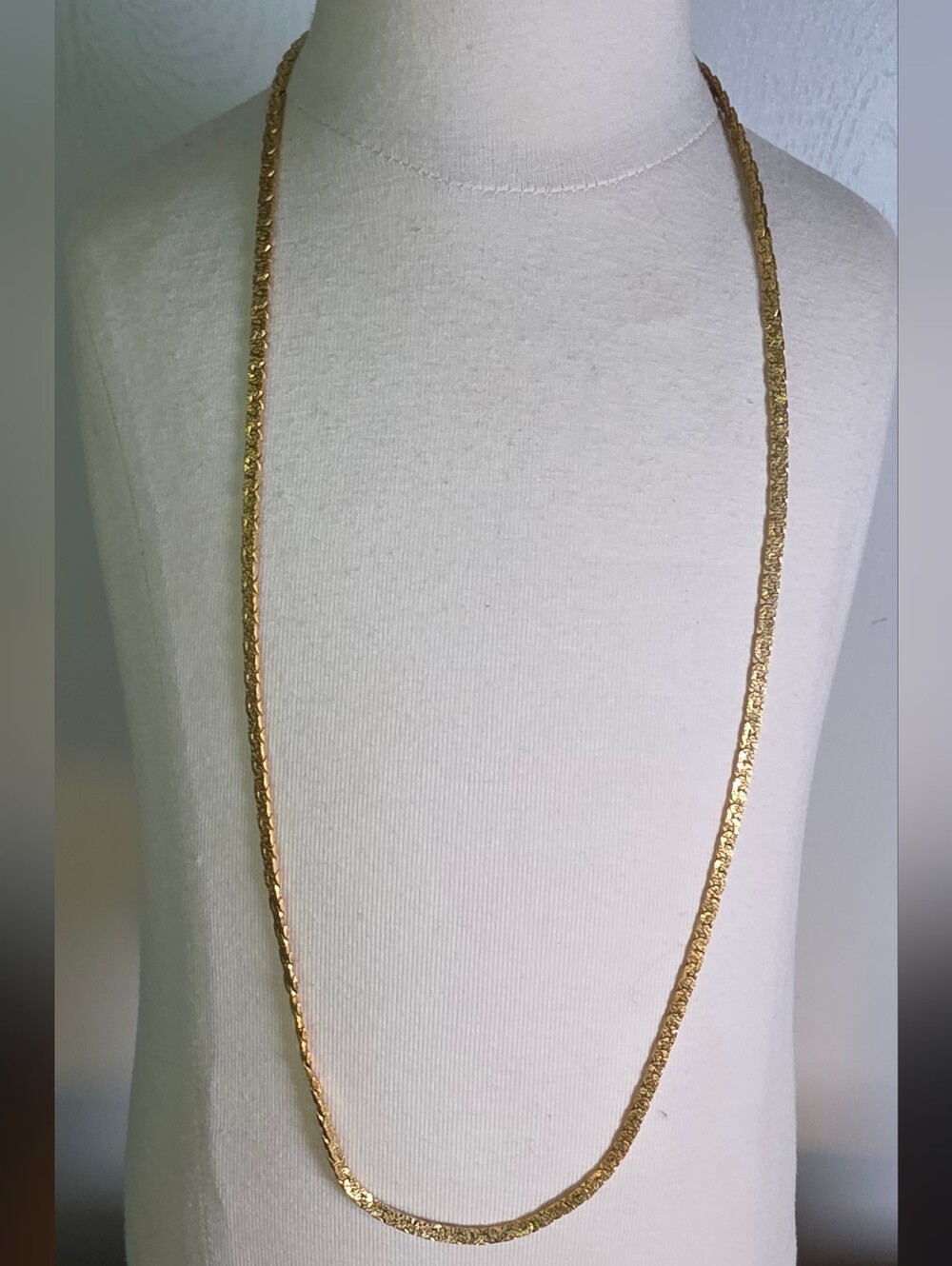Gold Textured 24 Inch Fancy Gate Link Necklace - Women Jewelry